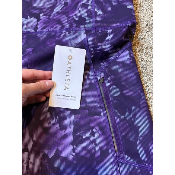 NEW Athleta Rainier Printed Tight Leggings High-Rise Drawstring Plush SuperSonic - Picture 6 of 14